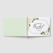 幾何学的なグリーンと白い花のウェディングシャワーのゲストブック ゲストブック (全面)