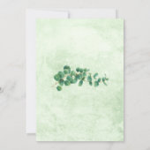幾何学的なグリーン ユーカリの葉 メイド オブ オナー 招待状 (裏面)