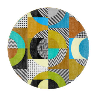 幾何学的なコラージュ：円、ヴィンテージパターン カッティングボード