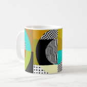 幾何学的なコラージュ：円、ヴィンテージパターン コーヒーマグカップ (正面左)