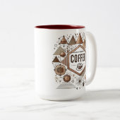 幾何学的なコーヒー好モダンき/スタイリッシュデザイン ツートーンマグカップ (正面右)