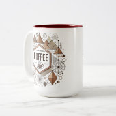 幾何学的なコーヒー好モダンき/スタイリッシュデザイン ツートーンマグカップ (正面左)