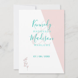 幾何学的なコーラルが際立つ特別な予算 招待状