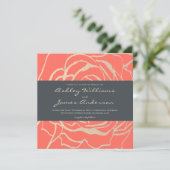 幾何学的なコーラルローズの花モチーフスクエア結婚式 招待状 (スタンド正面)