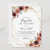 幾何学的なゴールドグリッター スペイン語 ブライダルシャワー 招待状 (正面)