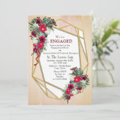 幾何学的なゴールドグリッター バーガンディの花束 招待状 (スタンド正面)