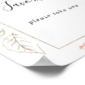 幾何学的なゴールドグリーンの葉の花のギフトサイン ポスター (角)