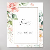 幾何学的なゴールドグリーン葉の花のギフトサイン ポスター (正面)