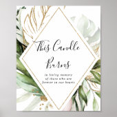 幾何学的なゴールドトロピカルこのキャンドルが燃えるサイン ポスター (正面)