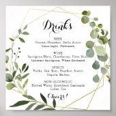 幾何学的なゴールドトロピカルウェディングドリンクメニュー看板 ポスター (正面)