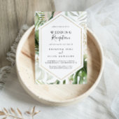 幾何学的なゴールドトロピカルグリーンの結婚式の披露宴 招待状