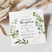 幾何学的なゴールドトロピカルグリーン結婚式の披露宴 招待状