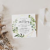 幾何学的なゴールドトロピカル 50周年結婚記念日 招待状