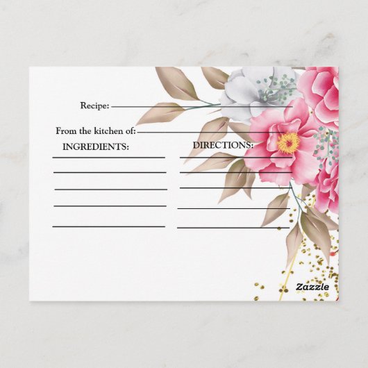 幾何学的なゴールドフレームのピンクの花のウェディングシャワー ポストカード (裏面)