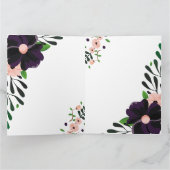 幾何学的なゴールドフレームの紫の花の誕生日カード カード (内部)