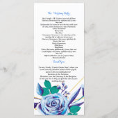 幾何学的なゴールドフレームの青い植物の式典プログラム プログラム (裏面)