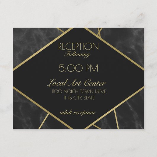 幾何学的なゴールドラインと大理石のレセプション エンクロージャーカード (正面)