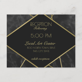 幾何学的なゴールドラインと大理石のレセプション エンクロージャーカード