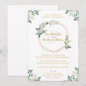 幾何学的なゴールドリーフのウェディング招待状 招待状 (正面/裏面)