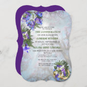 幾何学的なゴールド & ジャカランダの花 確認 招待状 (正面/裏面)