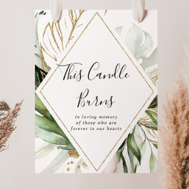 幾何学的なゴールド トロピカル ろうそくが燃える看板 ポスター