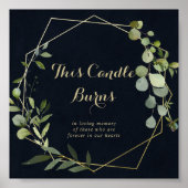 幾何学的なゴールド ブルー グリーン このキャンドルが燃えるサイン ポスター (正面)