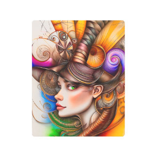 幾何学的なサイケデリック万華鏡のように千変万化するパターンの人 メタルプリント