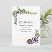 幾何学的なサボテンの結婚式写真 セーブザデート (スタンド正面)