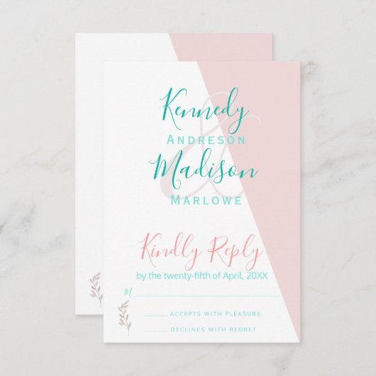 幾何学的なサンゴの驚くべき予算 出欠カード (正面/裏面)