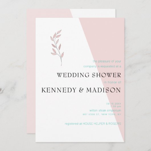 幾何学的なサンゴ新しい素晴らしい叙事的な予算価値 招待状 (正面/裏面)