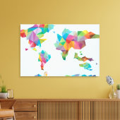 幾何学的なシェイプで作成されたワールドマップ キャンバスプリント (インサイチュ (リビング))