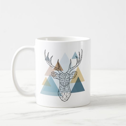 幾何学的なシカのポートレート コーヒーマグカップ (左)