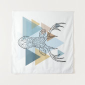 幾何学的なシカのポートレート タペストリー (正面(横))