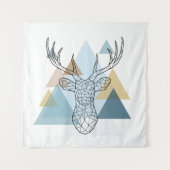 幾何学的なシカのポートレート タペストリー (正面)