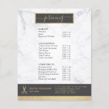 幾何学的なシックなゴールドのハサミ　大理石のヘアスタイリスト