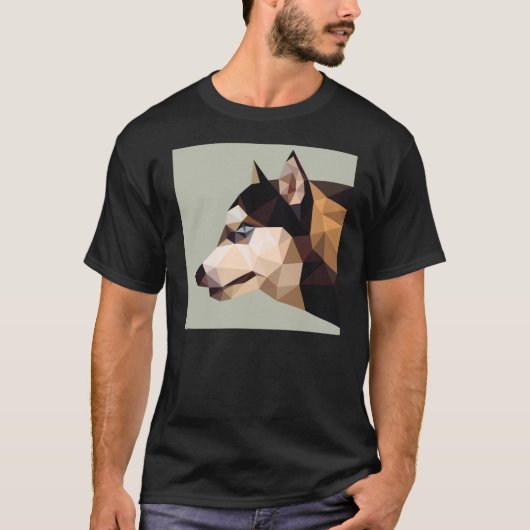 幾何学的なシベリアンハスキー Tシャツ (正面)