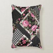 幾何学的なシームレスフローラパッチワークパターン アクセントクッション (正面(垂直))