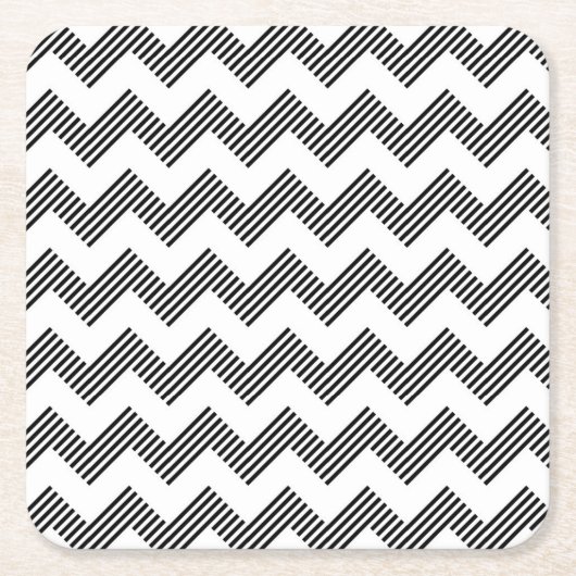 幾何学的なジグザグパターン2 スクエアペーパーコースター (正面)
