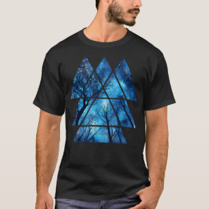 幾何学的なスカイアットナイトツリーズ自然屋外グラフ Tシャツ