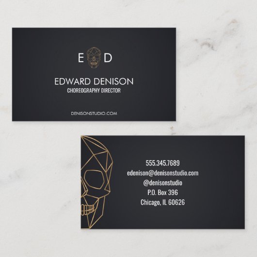 幾何学的なスカル 名刺 (正面/裏面)