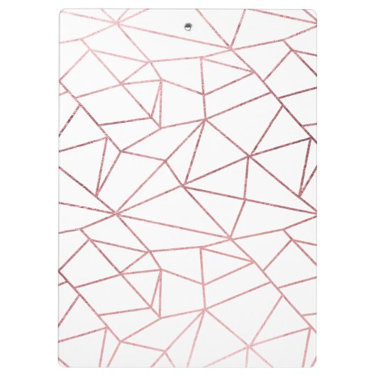 幾何学的なスタイリッシュでエレガントなのどのばら色の金ゴールド クリップボード (裏面)