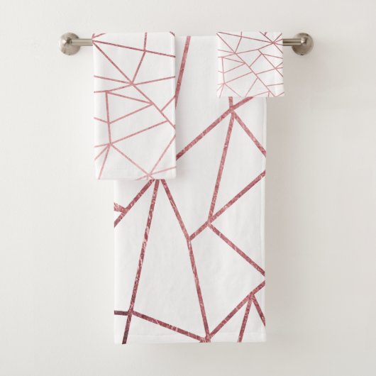 幾何学的なスタイリッシュでエレガントなのどのばら色の金ゴールド バスタオルセット (インサイチュ)
