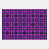 幾何学的なスタイリッシュオペアートモザイクパープルパターン ラッピングペーパーシート (正面)