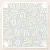 幾何学的なスタイル、ヴィンテージパターンの虹。 ガラスコースター (裏面)