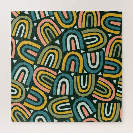 幾何学的なスタイル、ヴィンテージパターンの虹。 ジグソーパズル (縦)