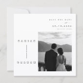 幾何学的なタイポグラフィの結婚式セーブ・ザ・デートカード。 セーブザデート (正面)