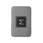 幾何学的なダイヤモンドパターン白黒モノグラム バスマット (正面縦)