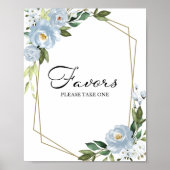 幾何学的なダスティーブルーの花の贈り物サイン ポスター (正面)