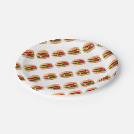 幾何学的なチーズバーガーの紙皿の芸術 ペーパープレート (アングル)