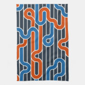 幾何学的なツイスト線ヴィンテージ キッチンタオル (縦)